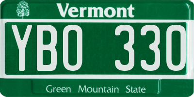 VT license plate YBO330
