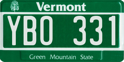 VT license plate YBO331