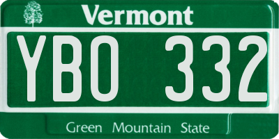 VT license plate YBO332