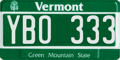 VT license plate YBO333