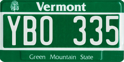 VT license plate YBO335