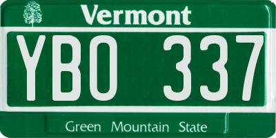 VT license plate YBO337