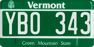 VT license plate YBO343
