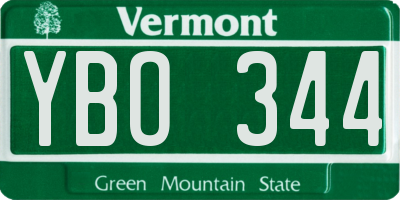 VT license plate YBO344