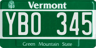 VT license plate YBO345