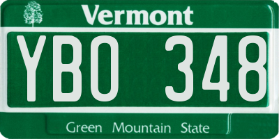 VT license plate YBO348