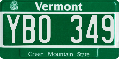 VT license plate YBO349