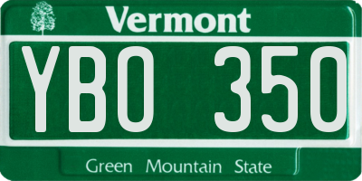 VT license plate YBO350