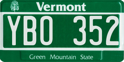 VT license plate YBO352