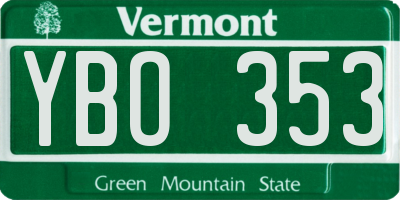 VT license plate YBO353