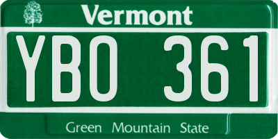 VT license plate YBO361