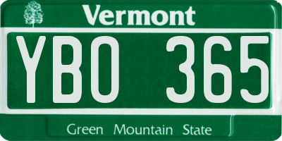 VT license plate YBO365