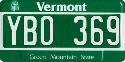 VT license plate YBO369