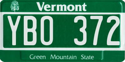 VT license plate YBO372