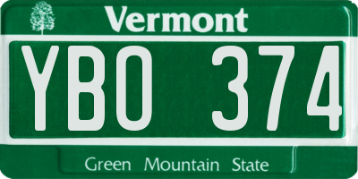 VT license plate YBO374