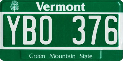 VT license plate YBO376