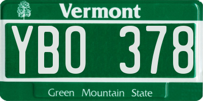 VT license plate YBO378