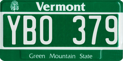 VT license plate YBO379