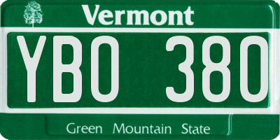 VT license plate YBO380