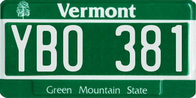 VT license plate YBO381