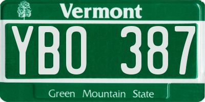 VT license plate YBO387