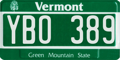 VT license plate YBO389