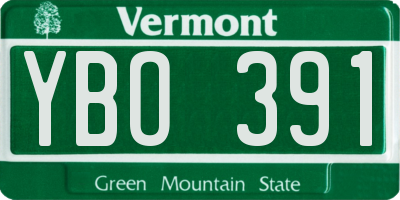 VT license plate YBO391