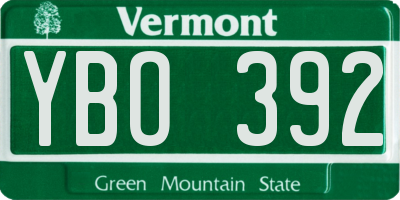 VT license plate YBO392