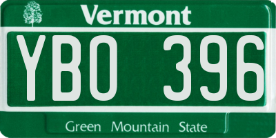 VT license plate YBO396
