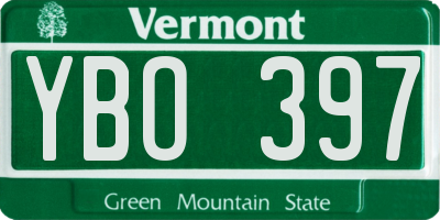 VT license plate YBO397