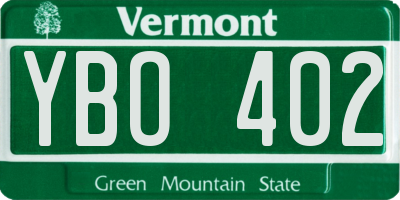 VT license plate YBO402