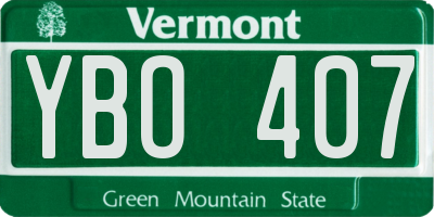 VT license plate YBO407
