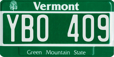 VT license plate YBO409
