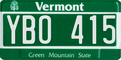 VT license plate YBO415