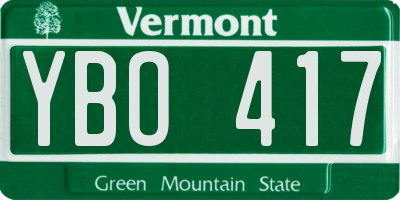 VT license plate YBO417