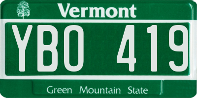 VT license plate YBO419
