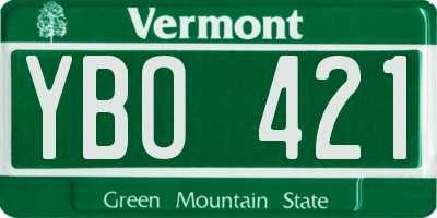 VT license plate YBO421