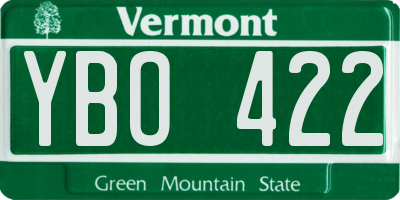 VT license plate YBO422