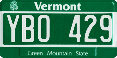 VT license plate YBO429