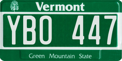 VT license plate YBO447