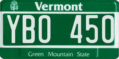 VT license plate YBO450