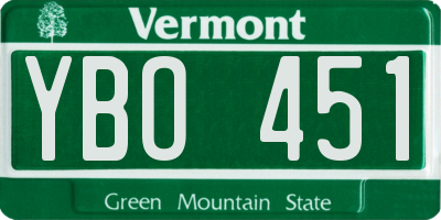 VT license plate YBO451