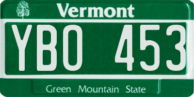 VT license plate YBO453
