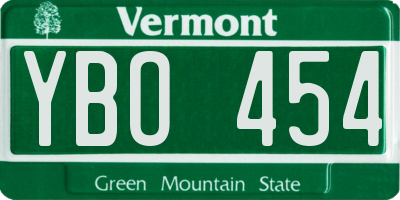 VT license plate YBO454