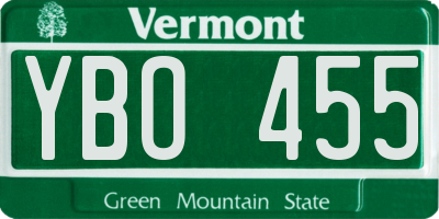VT license plate YBO455