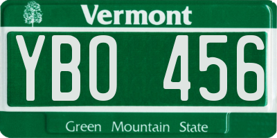 VT license plate YBO456