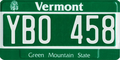 VT license plate YBO458