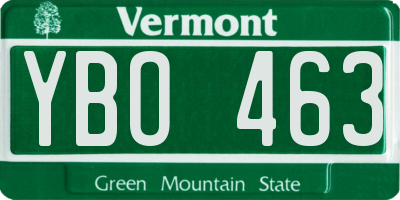 VT license plate YBO463