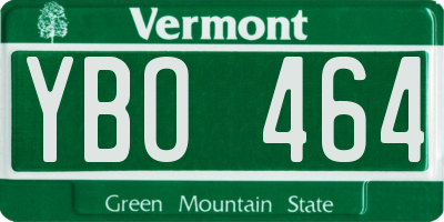 VT license plate YBO464