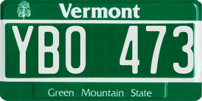 VT license plate YBO473